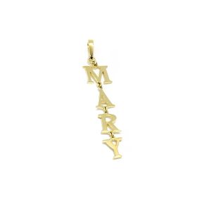 Pingente Nome Personalizado na Vertical, Mary, em Ouro 18k