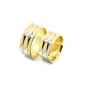 Alianças Simetria 8,5mm em Ouro 18k