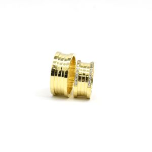 Alianças Lado a Lado 9mm em Ouro 18k
