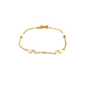 Pulseira Infantil Pérolas em Ouro 18k 13cm