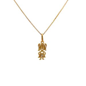 Pingente Menina Vazado em Ouro 18k