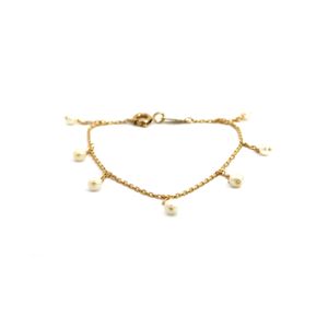 Pulseira Infantil Pérolas em Ouro 18k 13cm - Aproximadamente 1.2g